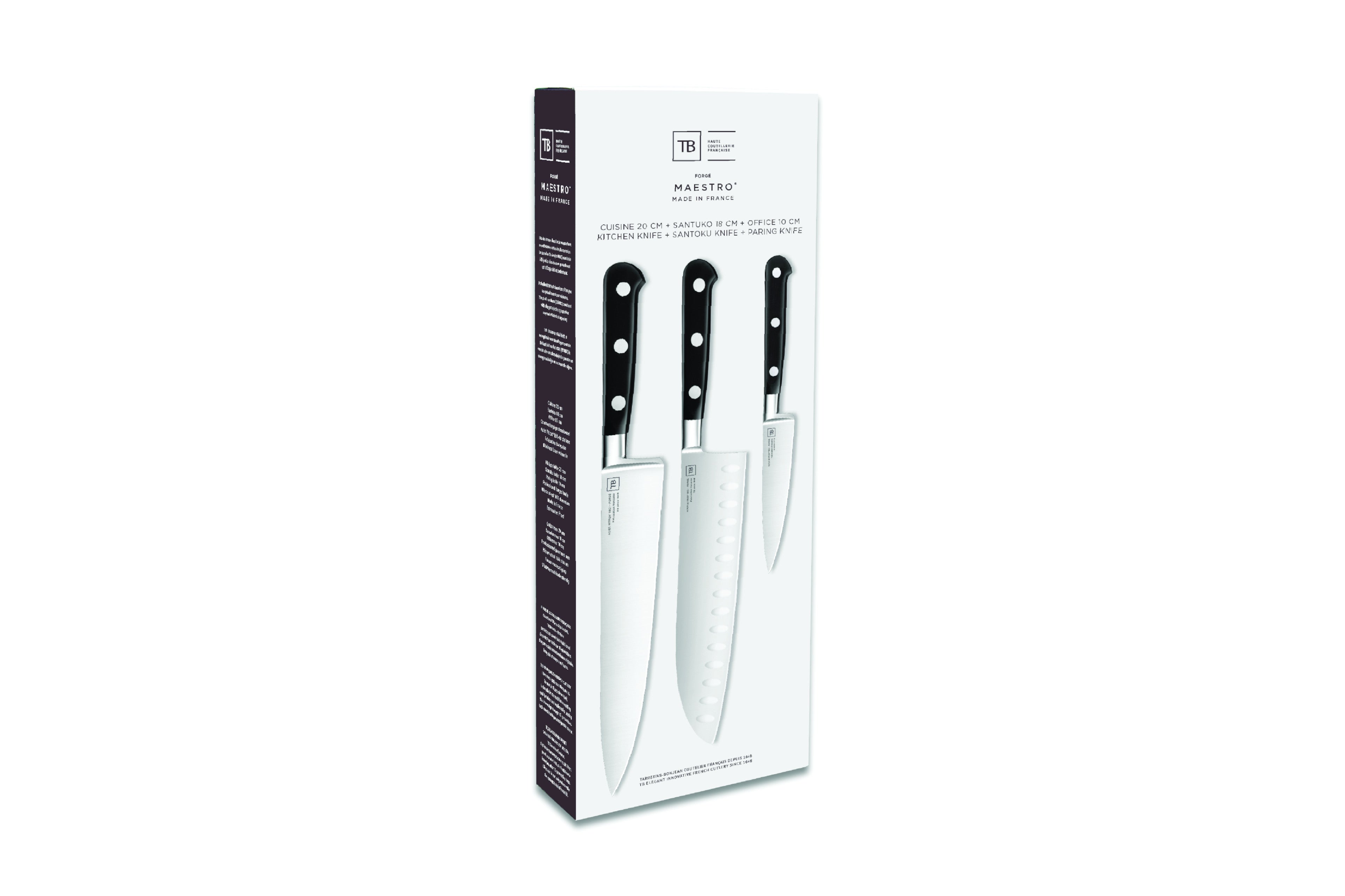 Box of 3 knives - Maestro<br/>(Paring, Santoku, Kitchen)