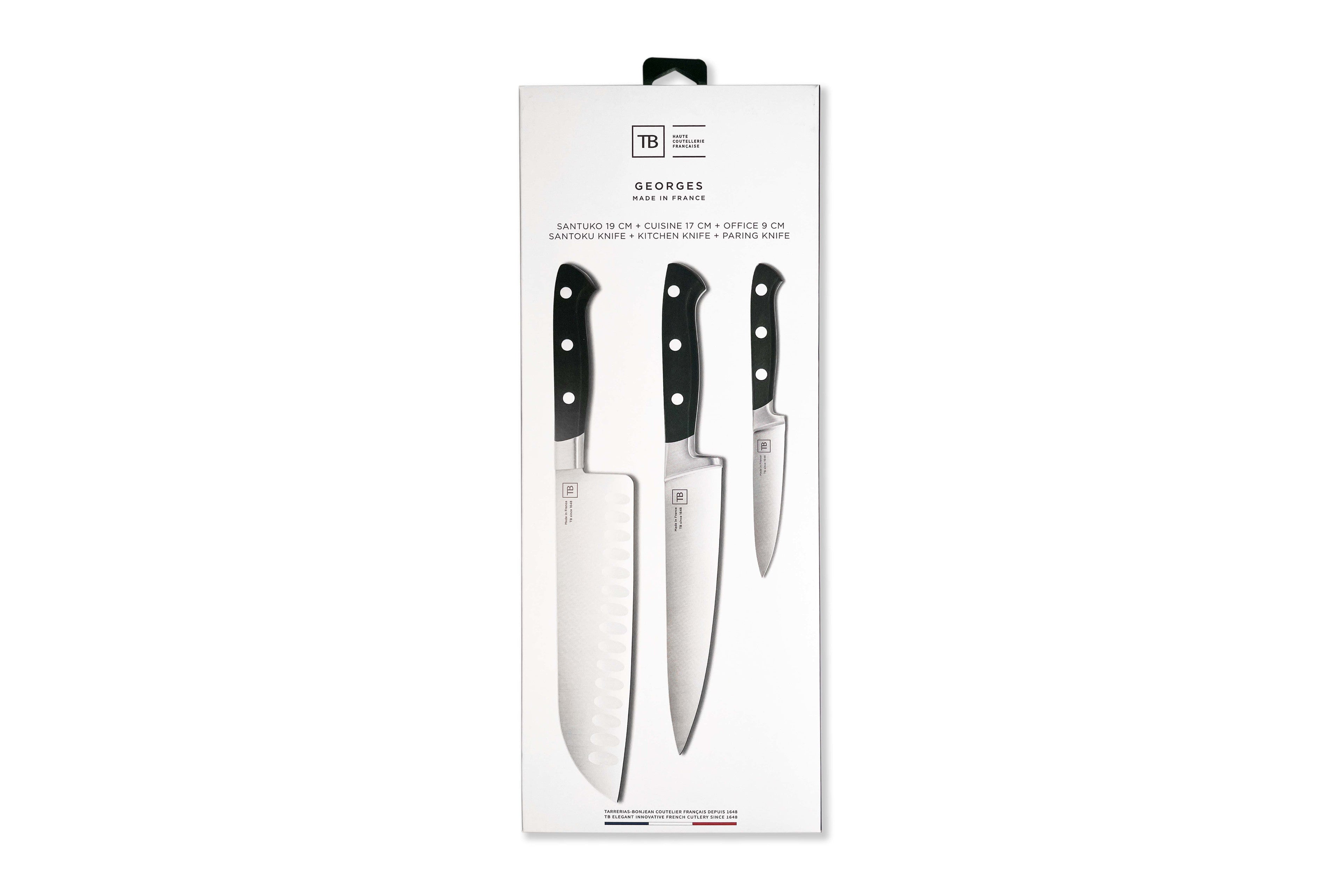 Set de 3 Couteaux - Georges - POM<br/>(Office, Santoku, Cuisine)